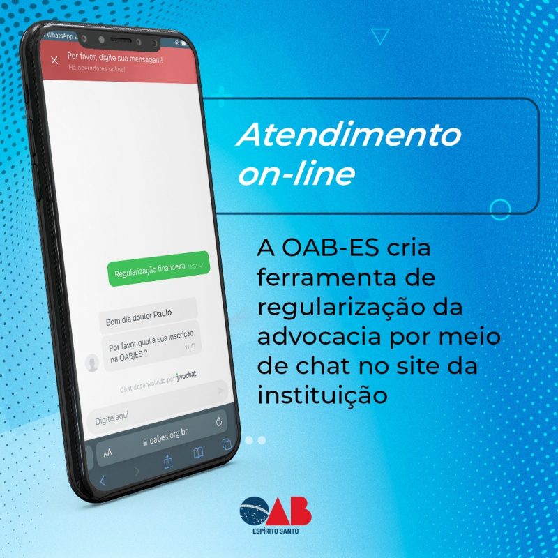Nova Facilidade: Ferramenta de regularização da advocacia da OAB-ES oferece chat on-line no site