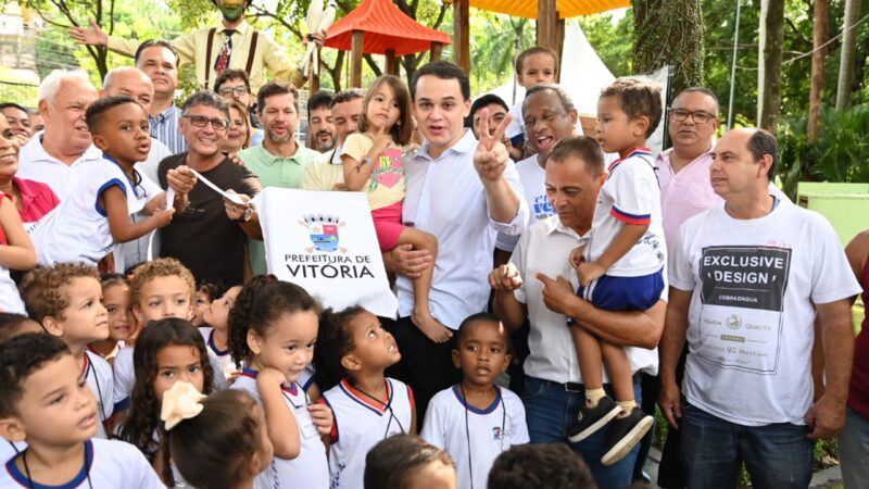 Alegria e vibração marcam a entrega do Parque Kids no Horto de Maruípe, com a presença de Pazolini