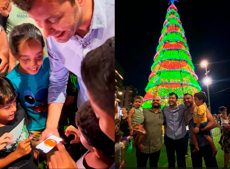 Vila Velha entra no clima: árvore gigante da Praia da Costa ganha iluminação especial e interação com crianças