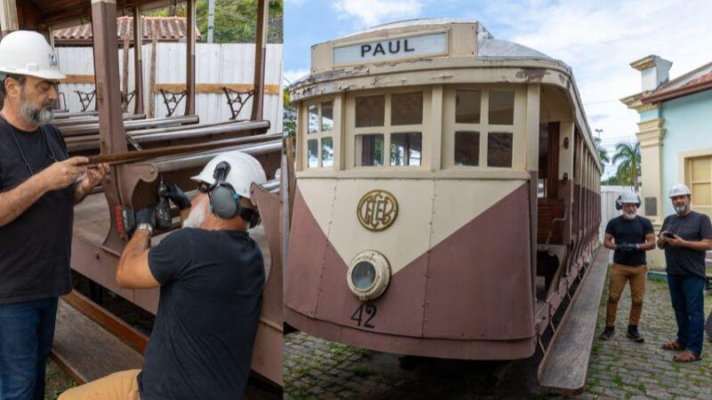Bonde histórico de Vila Velha entra em processo de restauração completa
