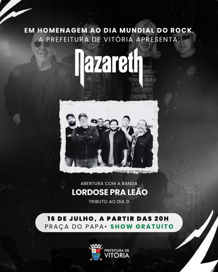 Nazareth faz show gratuito em Vitória na celebração do Dia Mundial do Rock