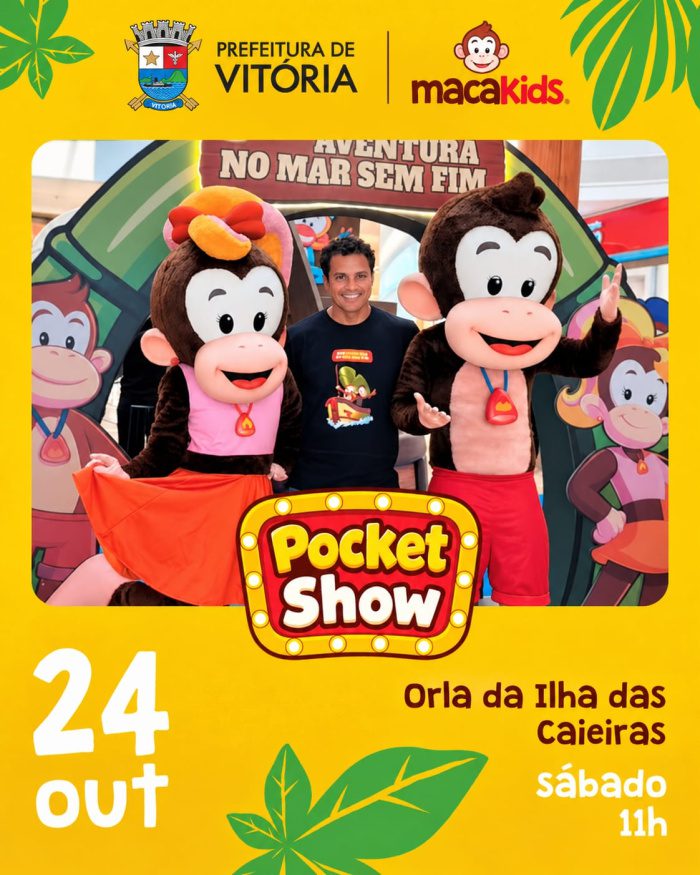 Vitória com Você leva show do Macakids, música e diversão para crianças na Ilha das Caieiras neste sábado