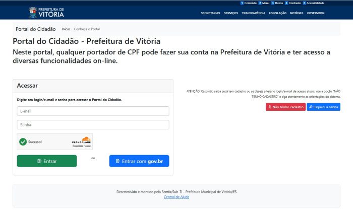 Vitória integra Portal do Cidadão ao gov.br e facilita acesso a serviços municipais